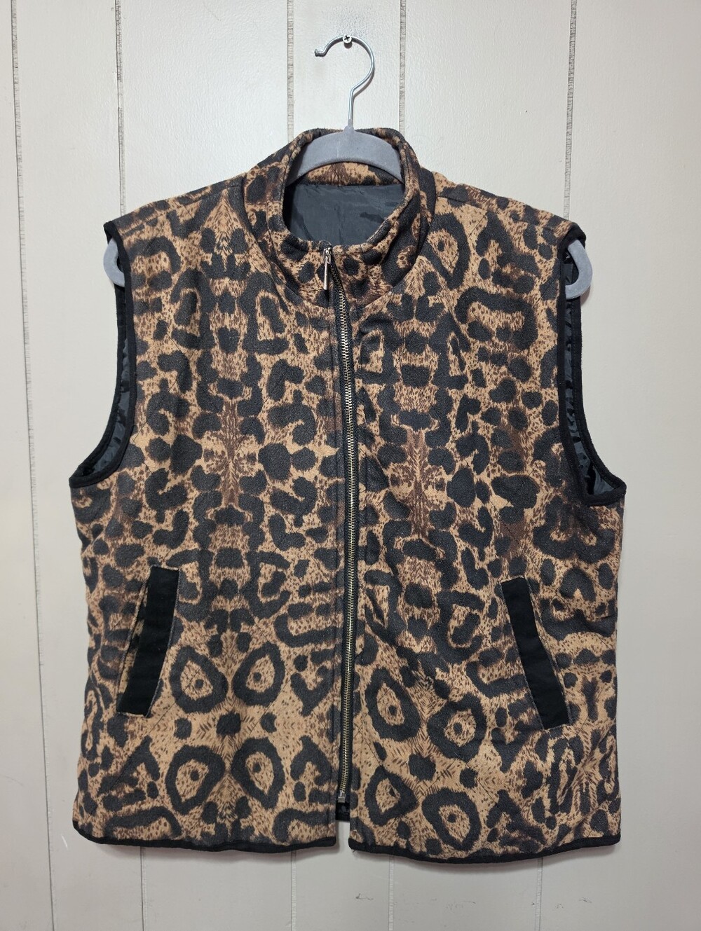 Leopard Print Zip Up Vest